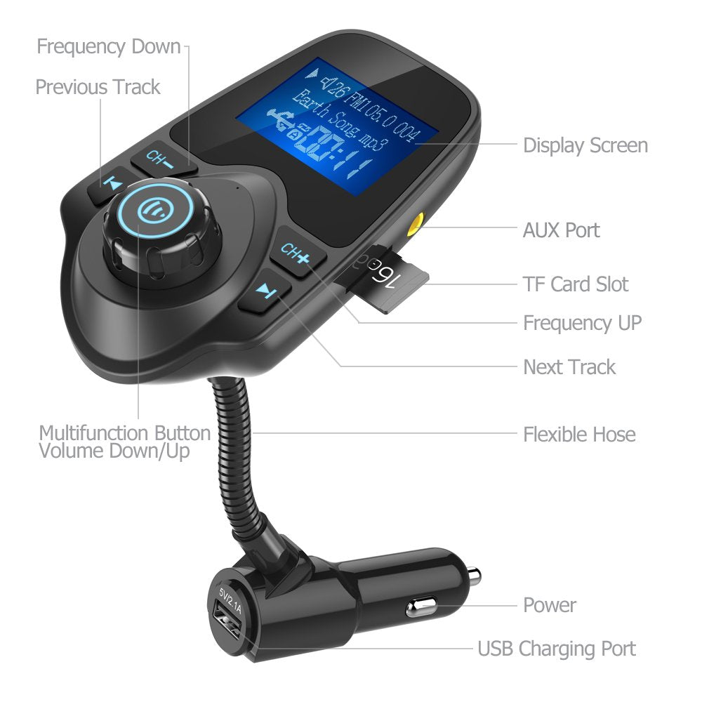 Nulaxy FlexiConnect: 2024 Bluetooth FM Car Adapter