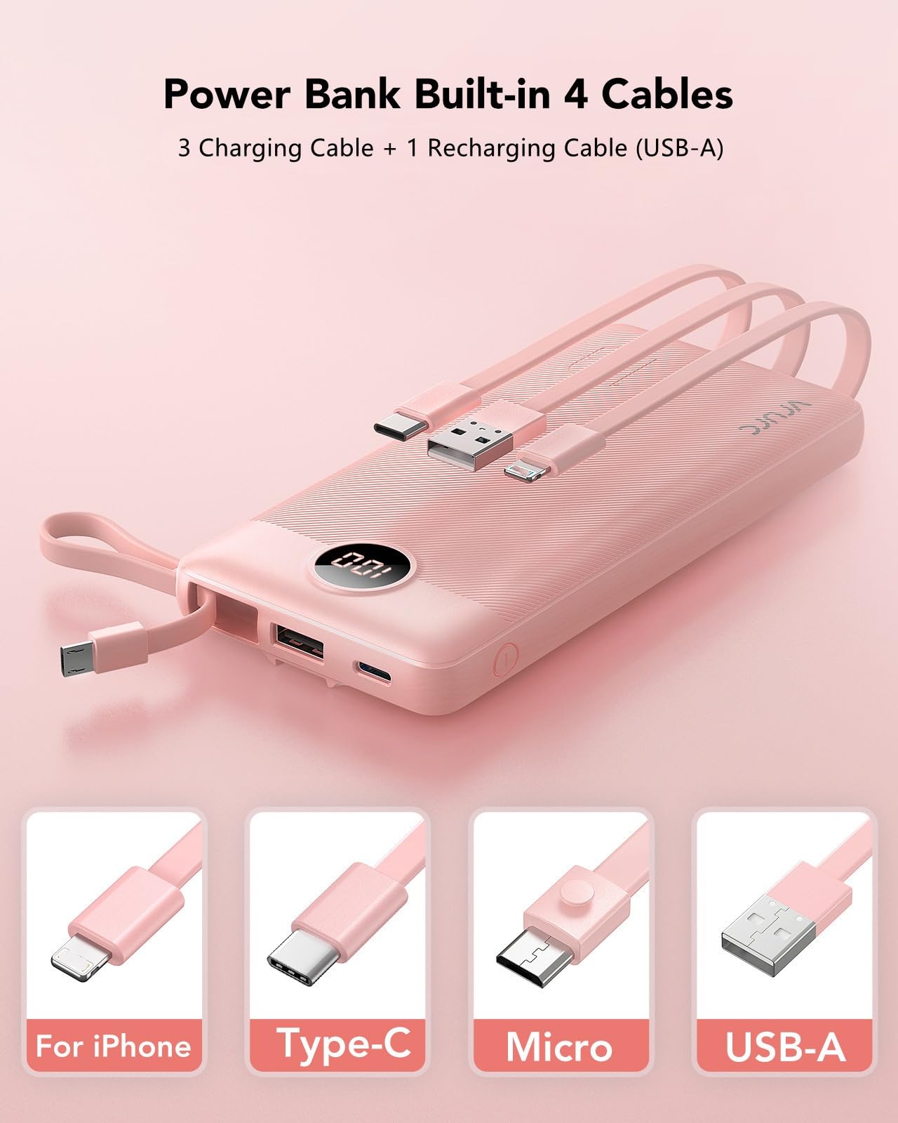 ChargeMate 10000mAh: Portable Power Bank for All Devices - Pink - Small Enterprise