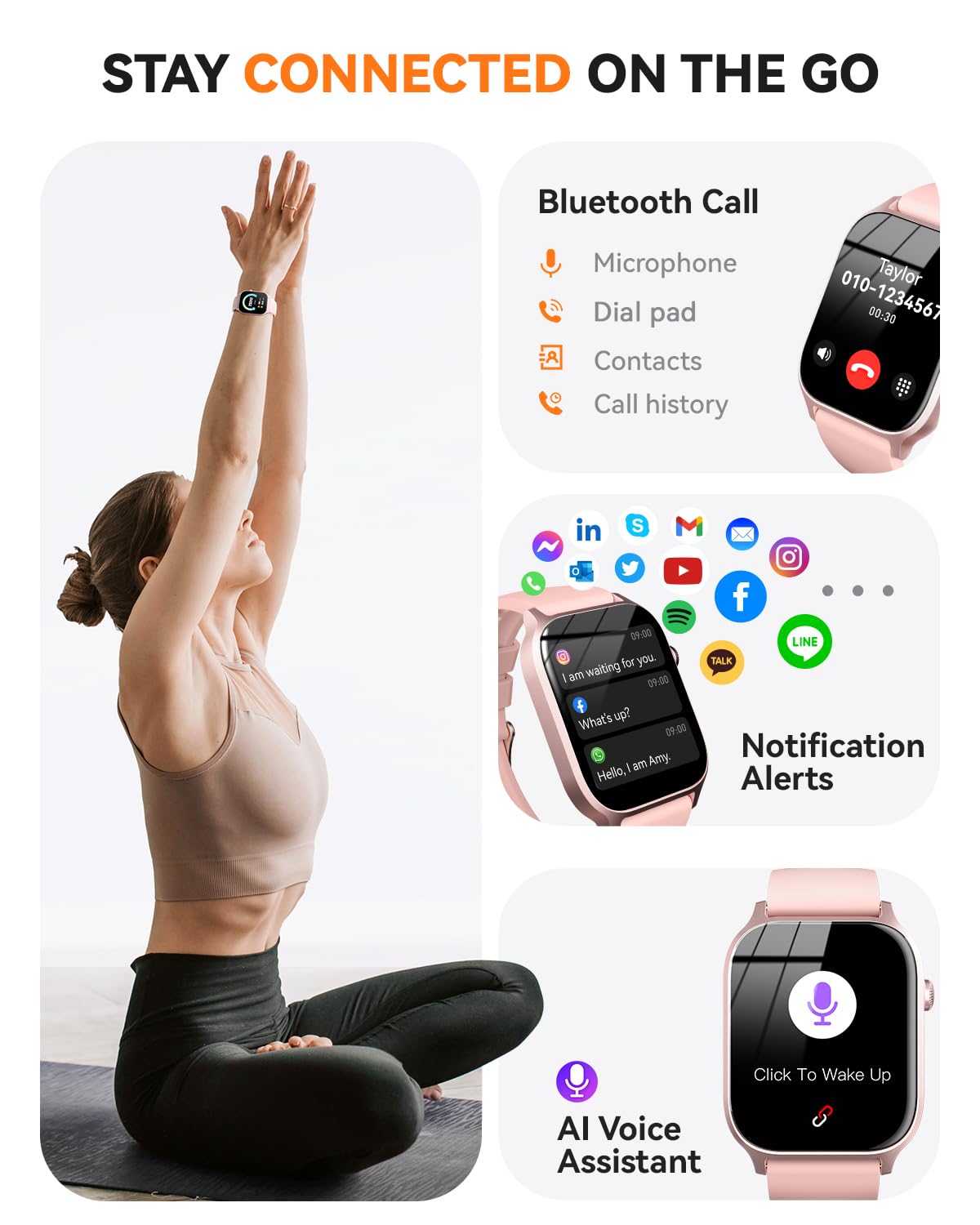 CallFit Tracker: IP68 Smartwatch (Pink) - Small Enterprise
