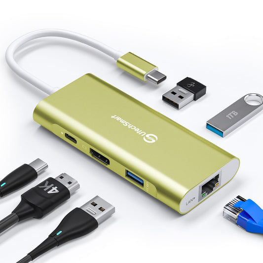 UtechSmart 6-in-1 USB-C Hub: 4K HDMI, Ethernet, 100W PD