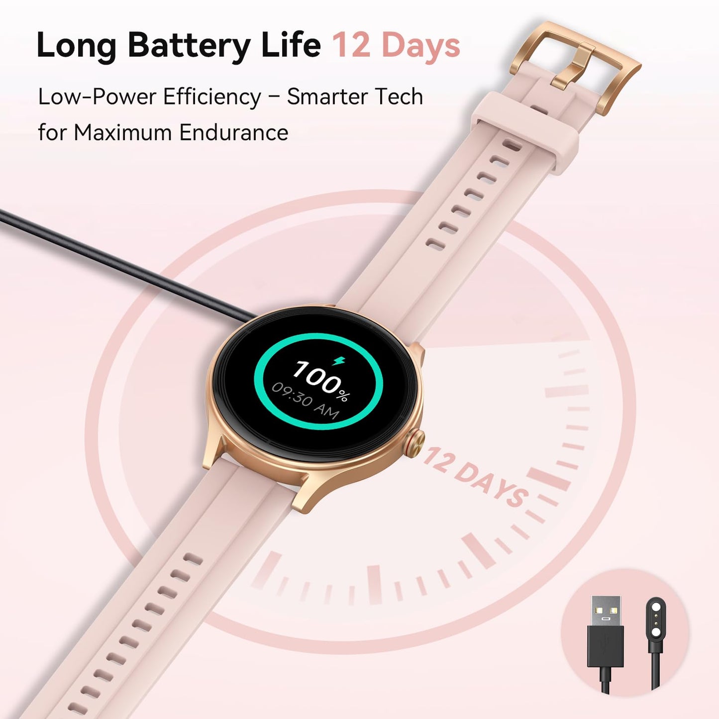 PinkFit Smartwatch - 2 Bands, 7-day Battery - Small Enterprise