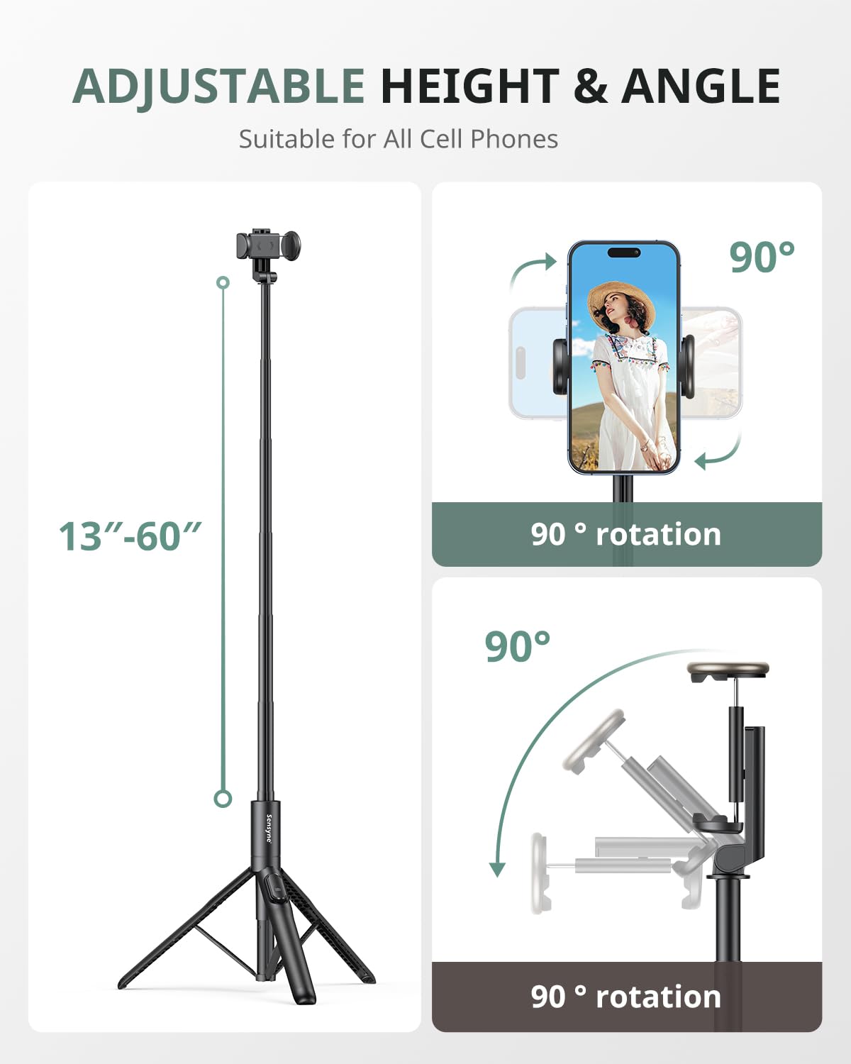 Sensyne 60 All-in-One Phone Tripod & Selfie Stick - Small Enterprise