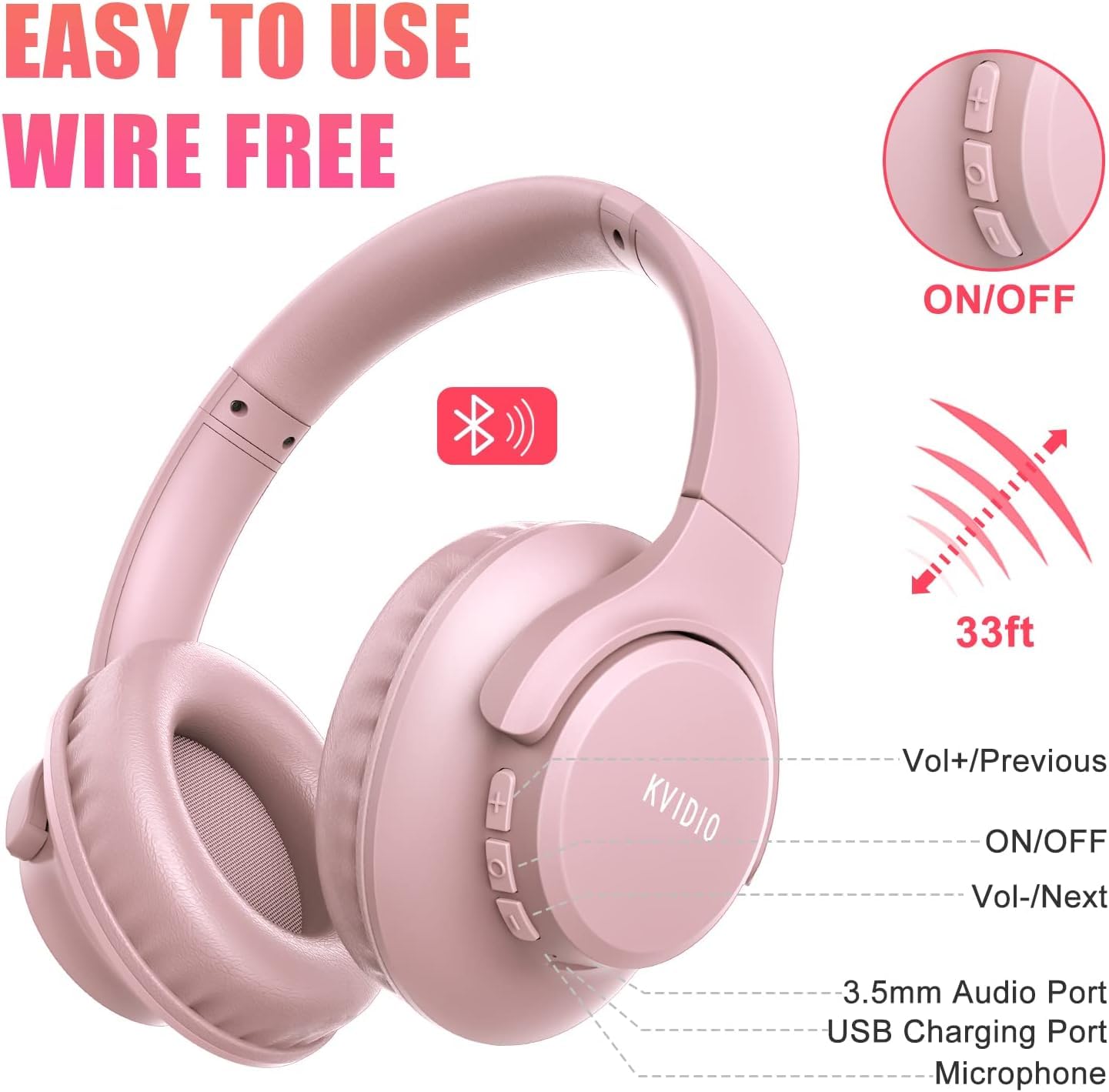 KVIDIO ProBass 65H Wireless Headphones - Travel Ready! - Small Enterprise