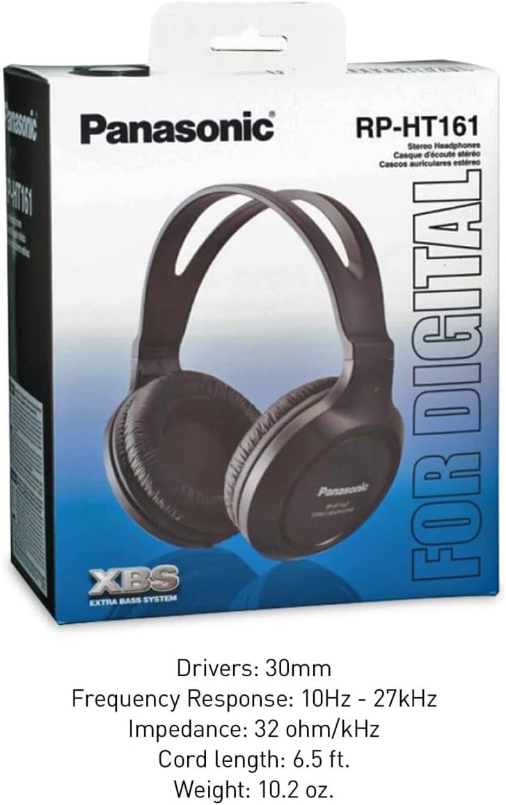 Panasonic RP-HT161-K: Lightweight Bass-Enhanced Headphones - Small Enterprise