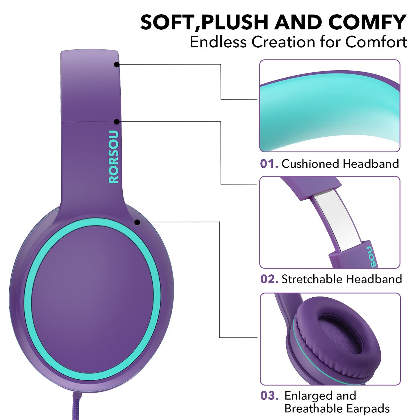 RORSOU R10 Foldable Bass Headphones with Mic - Small Enterprise