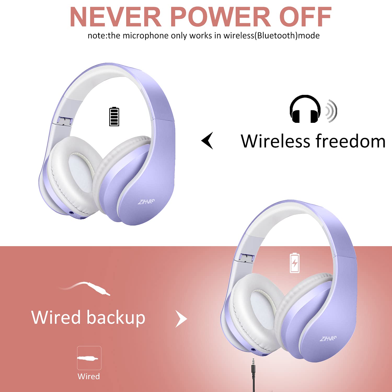 ZIHNIC RoseGold Bluetooth Over-Ear Headphones - Small Enterprise