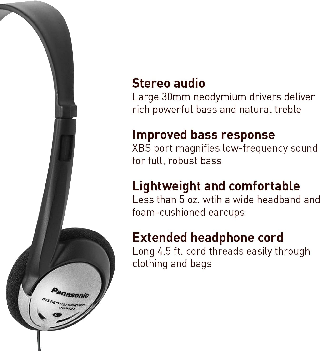Panasonic RP-HT161-K: Lightweight Bass-Enhanced Headphones - Small Enterprise