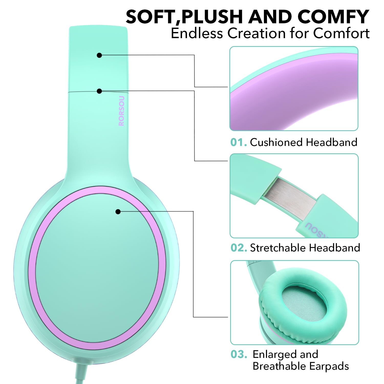 RORSOU R10 Foldable Bass Headphones with Mic - Small Enterprise