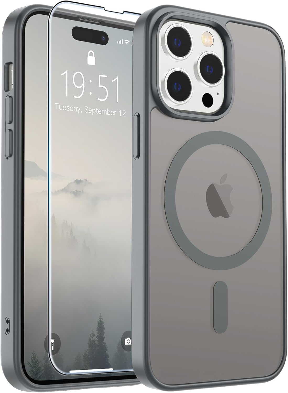 SUPFINE Magnetic for iPhone SE Case 2022 (3rd)/2020 (2nd), iPhone 8 Case (Compatible with MagSafe) (Military Grade Drop Protection) Translucent Matte Phone Cover,Black