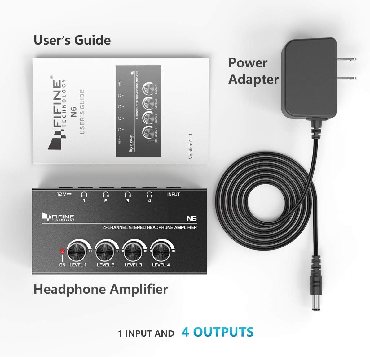 Fifine QuadBoost: 4-Channel Metal Stereo Amp