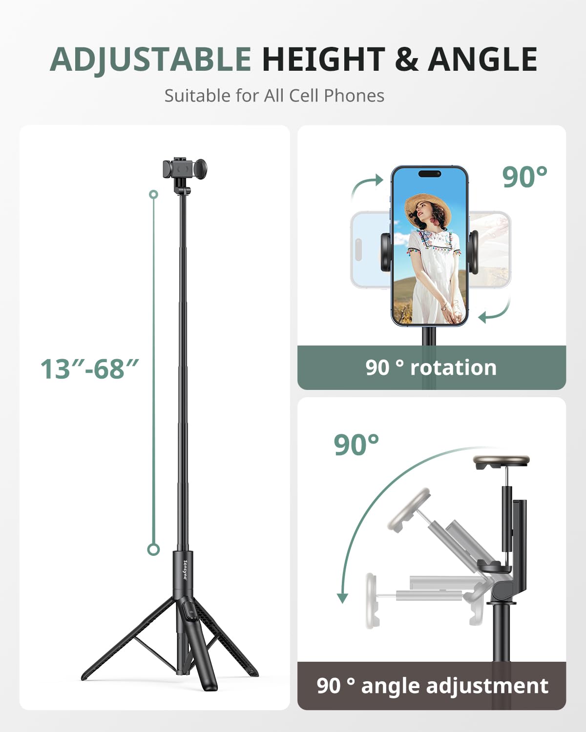 Sensyne 60 All-in-One Phone Tripod & Selfie Stick - Small Enterprise