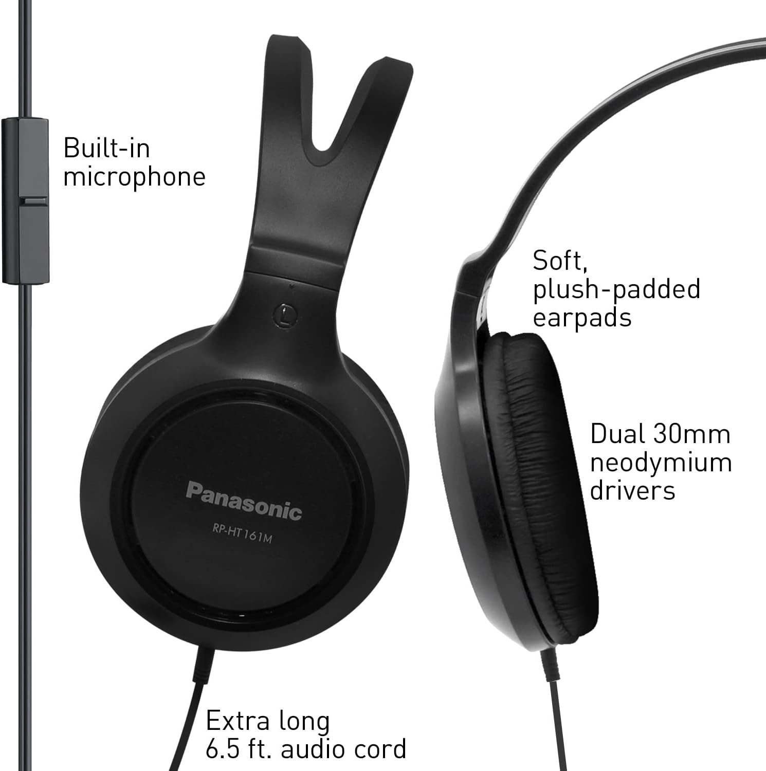 Panasonic RP-HT161-K: Lightweight Bass-Enhanced Headphones - Small Enterprise