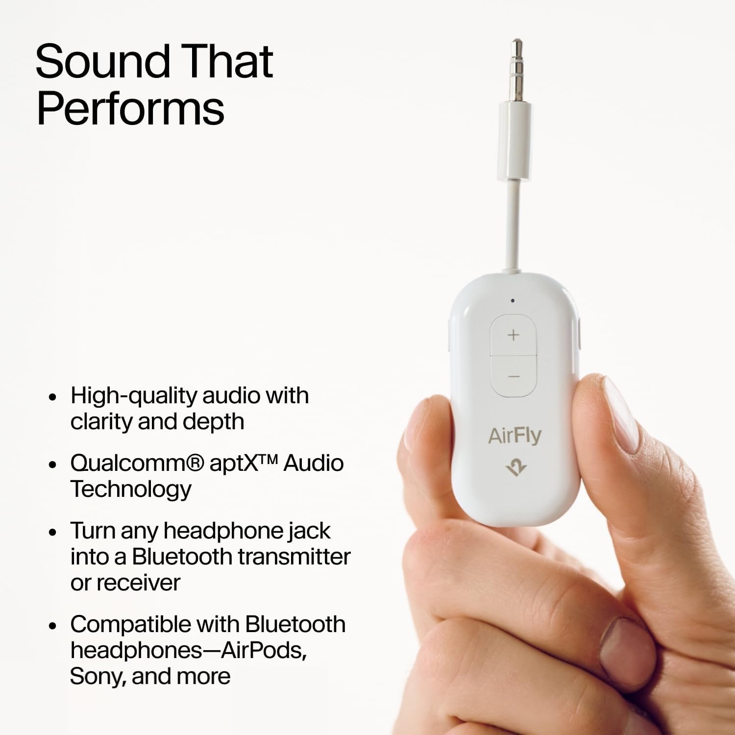 Twelve South AirFly SE | Bluetooth Wireless Audio Transmitter Adapter for AirPods/Headphones, 20+ Hr Battery, Works with 3.5mm aux Jacks on Airplanes, TVs, Gym Equipment, and Travel - Small Enterprise