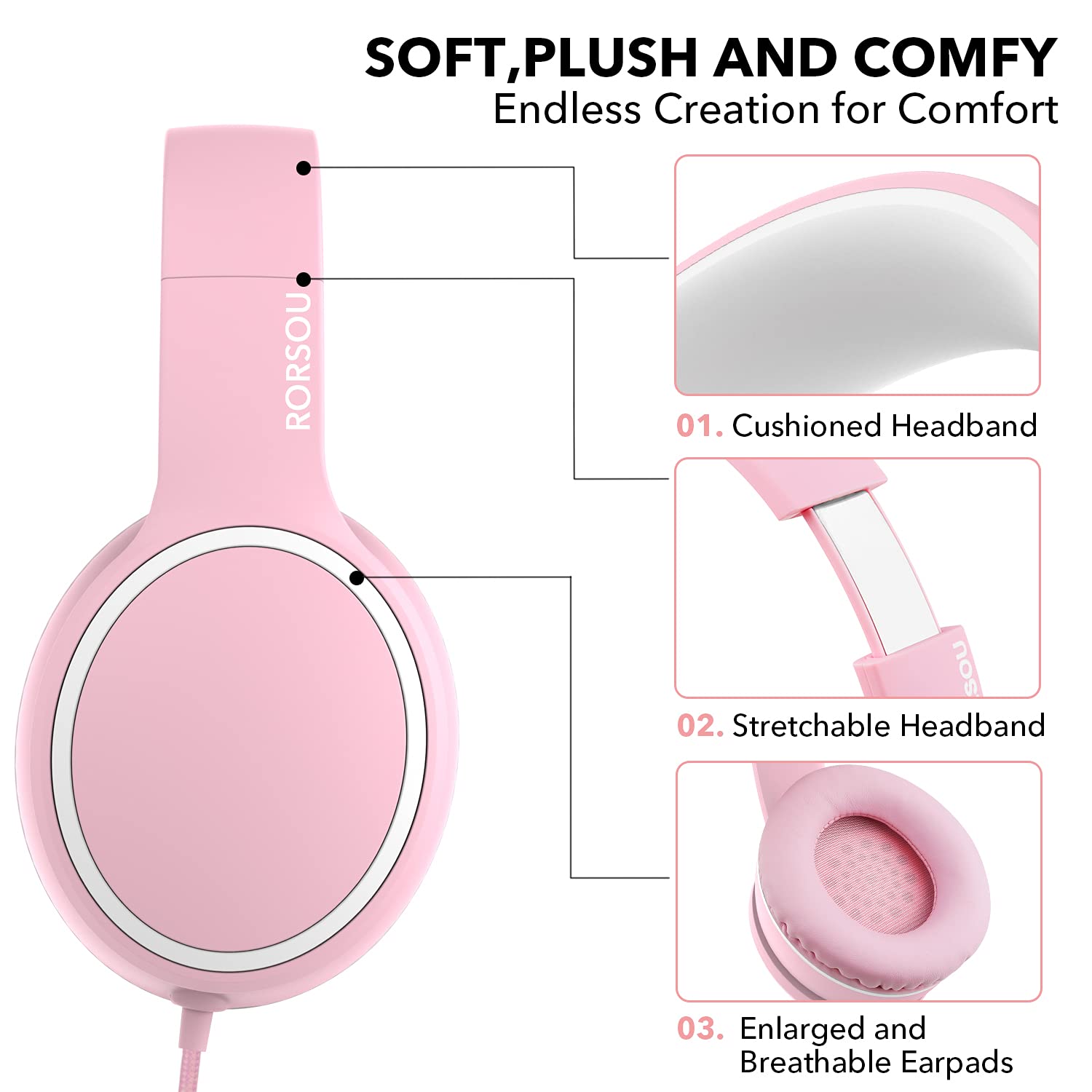 RORSOU R10 Foldable Bass Headphones with Mic - Small Enterprise