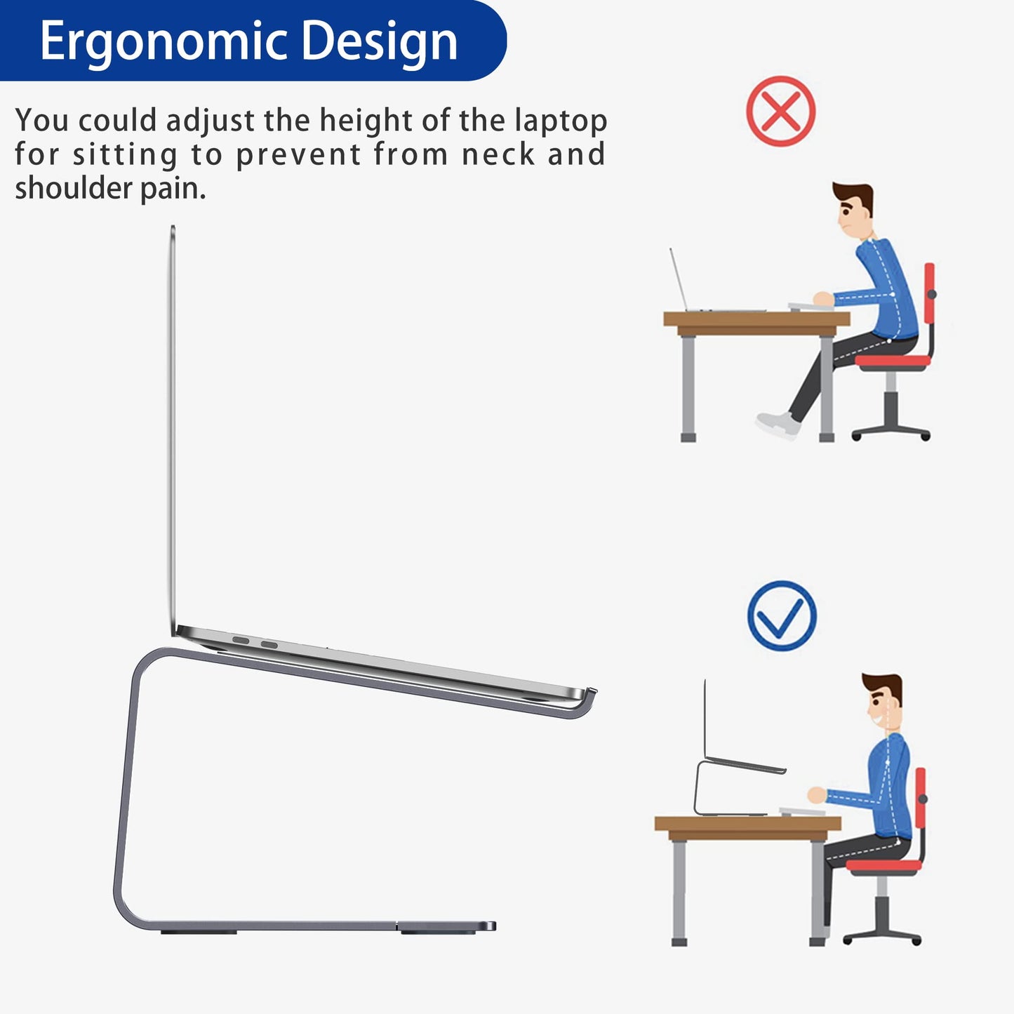 ElevatePro Aluminum Laptop Stand - Ergonomic & Stylish