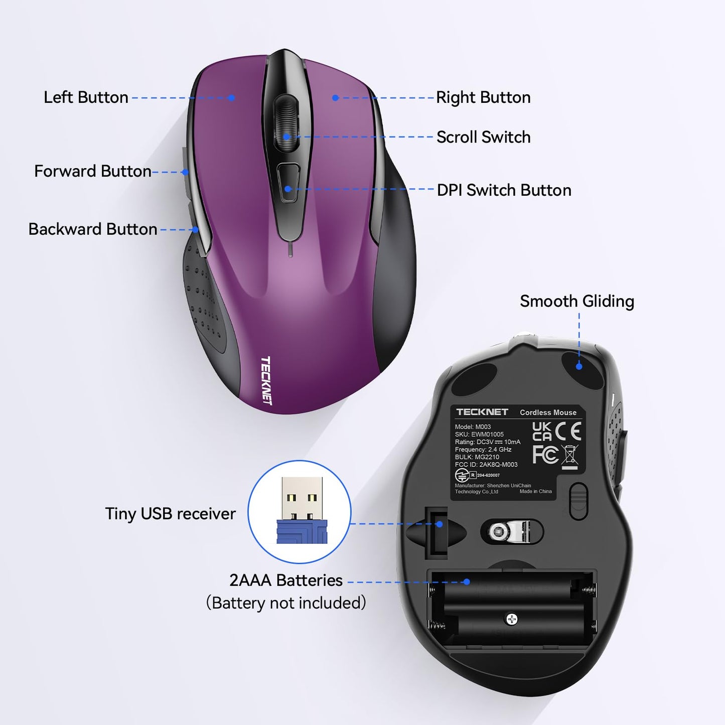 ErgoGlide Wireless: 6-Button, 2600 DPI, 24-Month Power