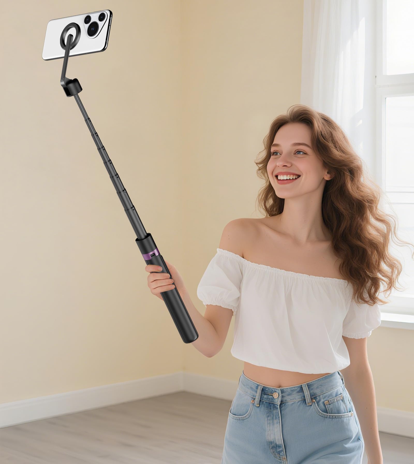 TONEOF MagFlex 68 Tripod Selfie Stick - Beige Gray - Small Enterprise