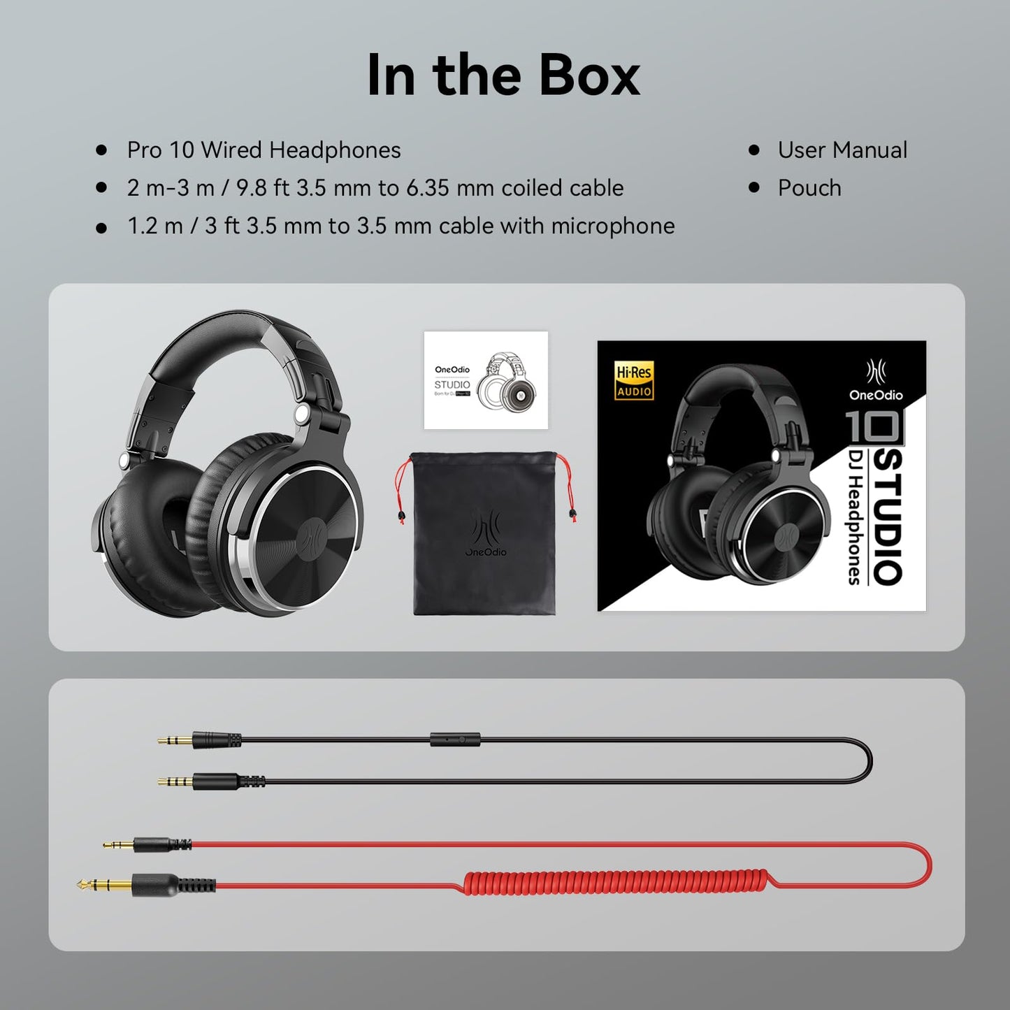 OneOdio Pro DJ Studio Over-Ear Headphones - Black