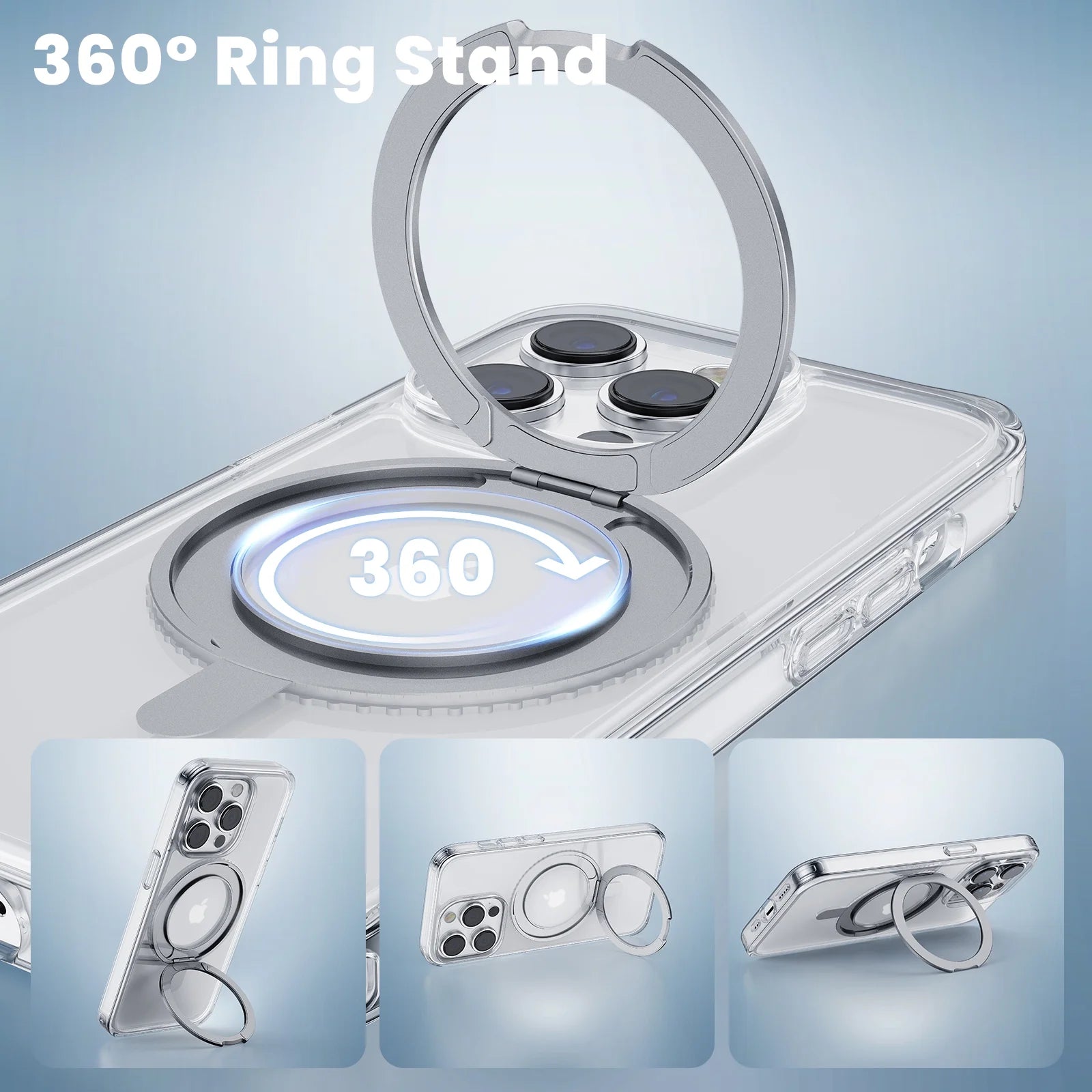 Iphone 14 Pro Case Magsafe Compatible, Acrylic Phone Case with 360° Magnetic Ring Stand
