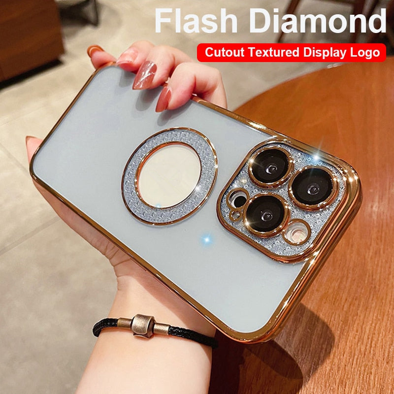 Electroplating Soft Diamond Ring Phone Case Drill Leakage Standard Mobile Phone Case Lens Film - Small Enterprise