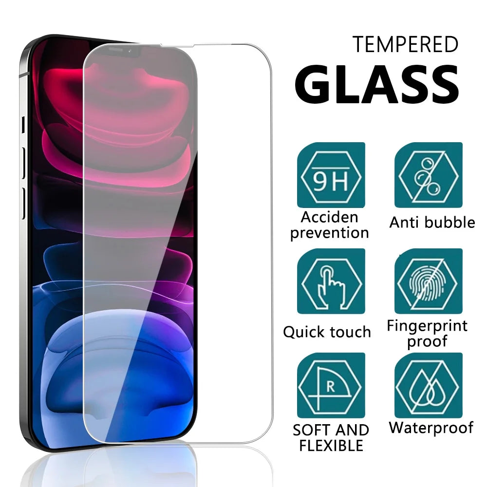 Iphone 13 Screen Protector Tempered Glass + Camera Lens Protector, for Iphone 12 13 Pro Max Screen Protector, 9H Clear