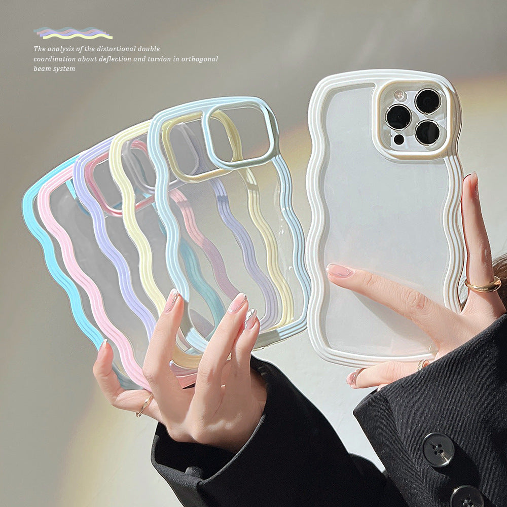Wave Border Mobile Phone Case Solid Color Simple Candy Color - Small Enterprise
