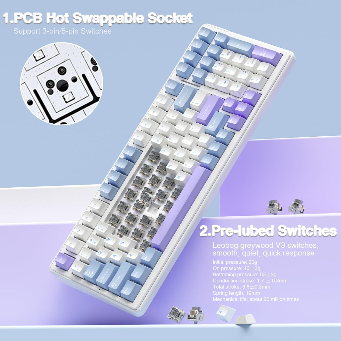 AULA F99 Tri-Mode RGB Wireless Mechanical Keyboard