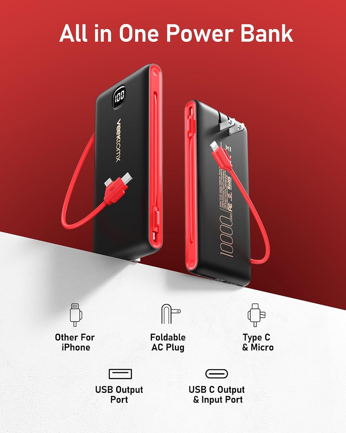 VEEKTOMX SlimCharge 10K: Ultimate Travel Power Bank - Small Enterprise