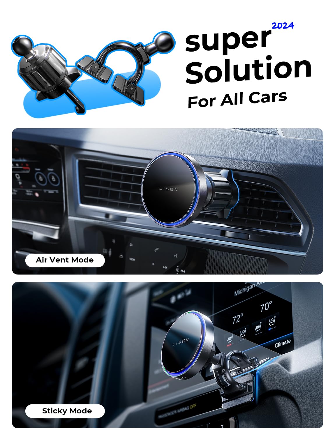 LISEN MagSafe 15W Wireless Car Charger Mount - Small Enterprise