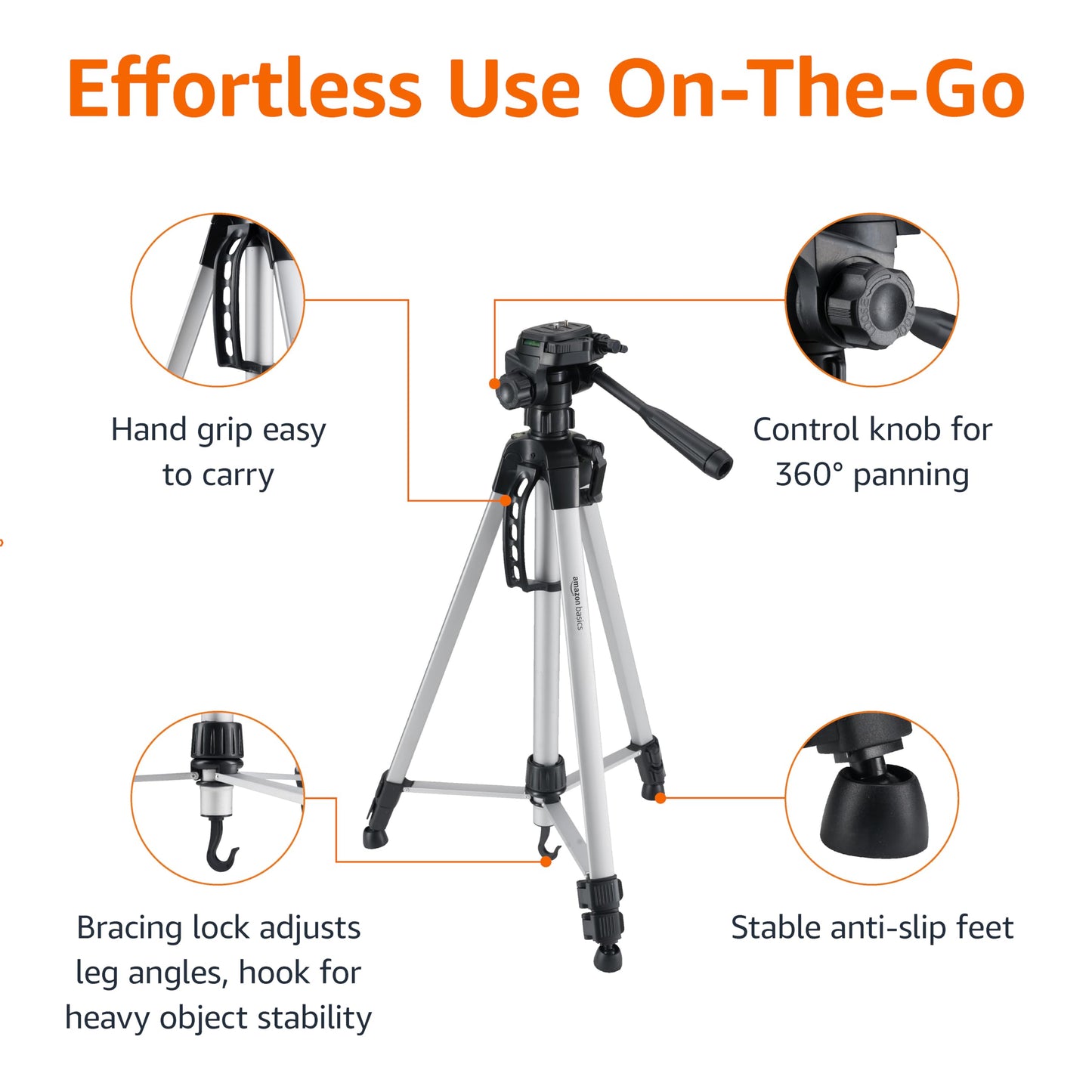 Amazon Basics Travel Tripod - 50 Champagne - Small Enterprise