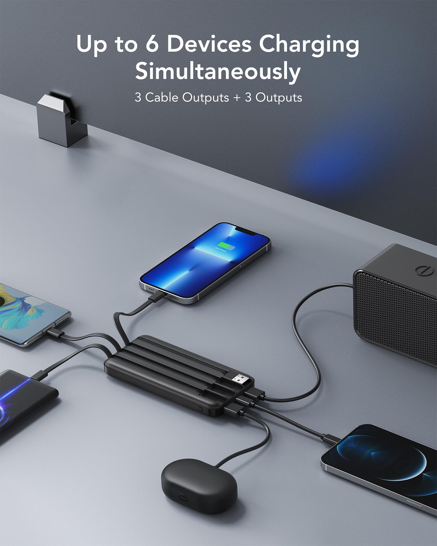 TravelMax 10K: Slim Power Bank w/ Built-in Cables - Small Enterprise
