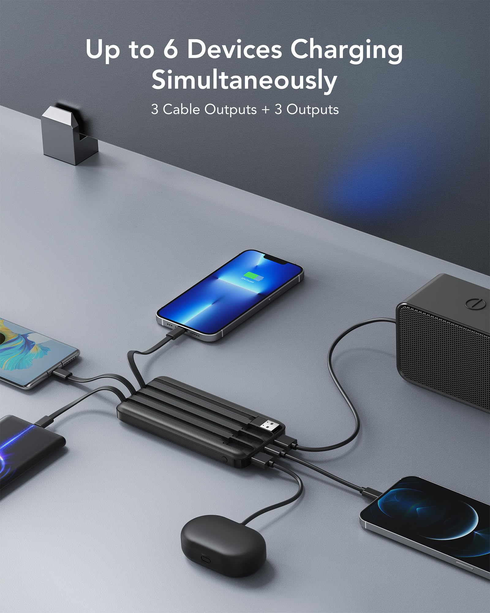 TravelMax 10K: Slim Power Bank w/ Built-in Cables - Small Enterprise