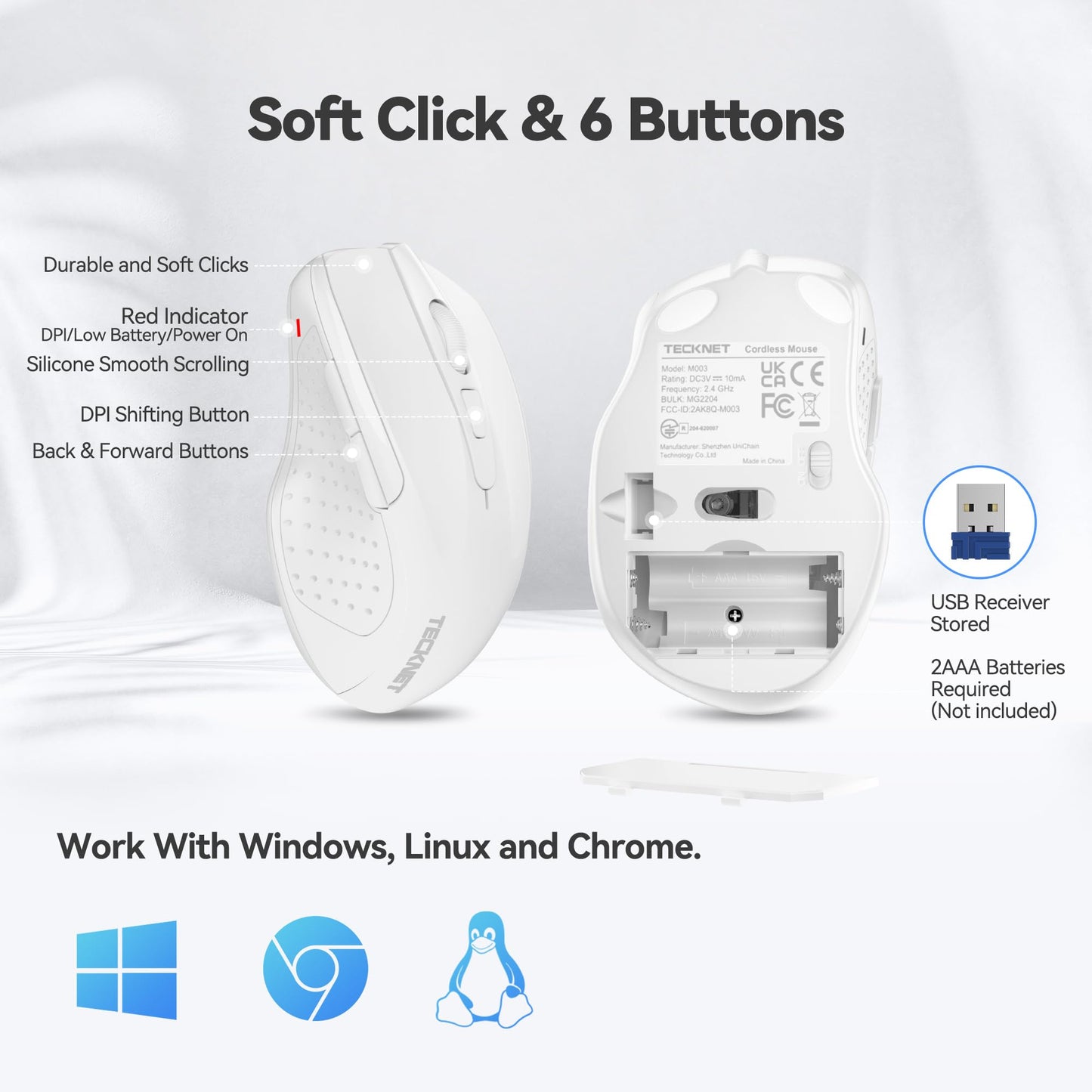 ErgoGlide Wireless: 6-Button, 2600 DPI, 24-Month Power