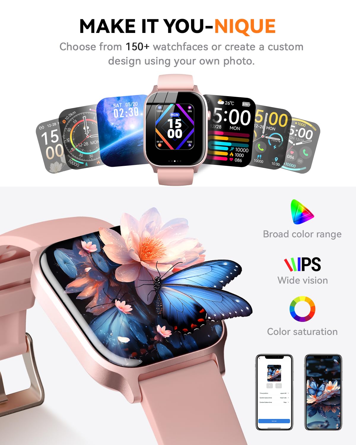 CallFit Tracker: IP68 Smartwatch (Pink) - Small Enterprise