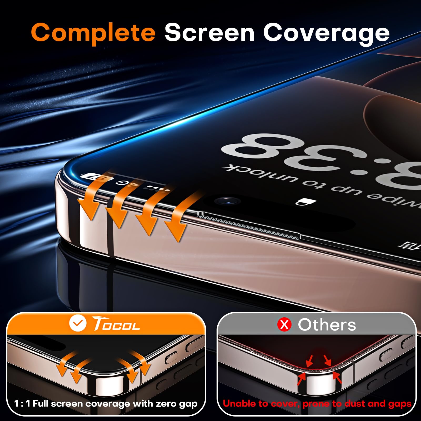 TOCOL Privacy Shield 9H Glass for iPhone 15 - 2 Pack - Small Enterprise