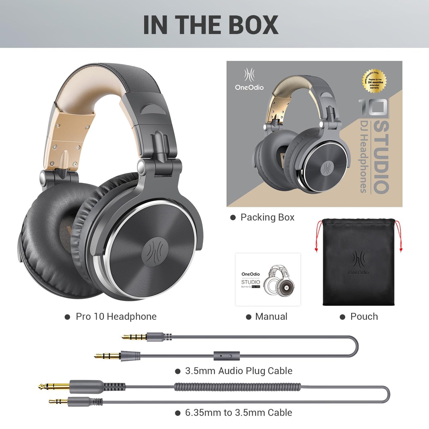 OneOdio Pro DJ Studio Over-Ear Headphones - Black