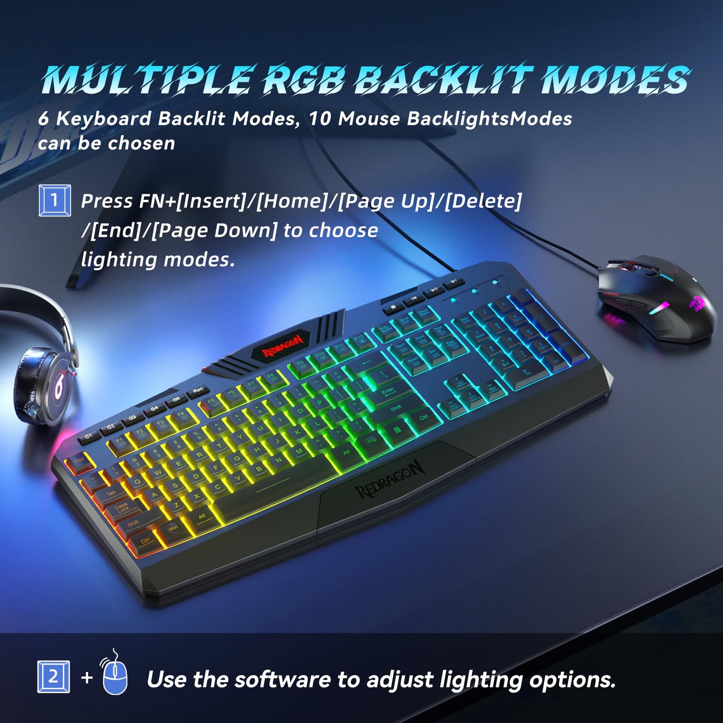 Redragon Elite RGB Combo: S101 Keyboard & M601 Mouse