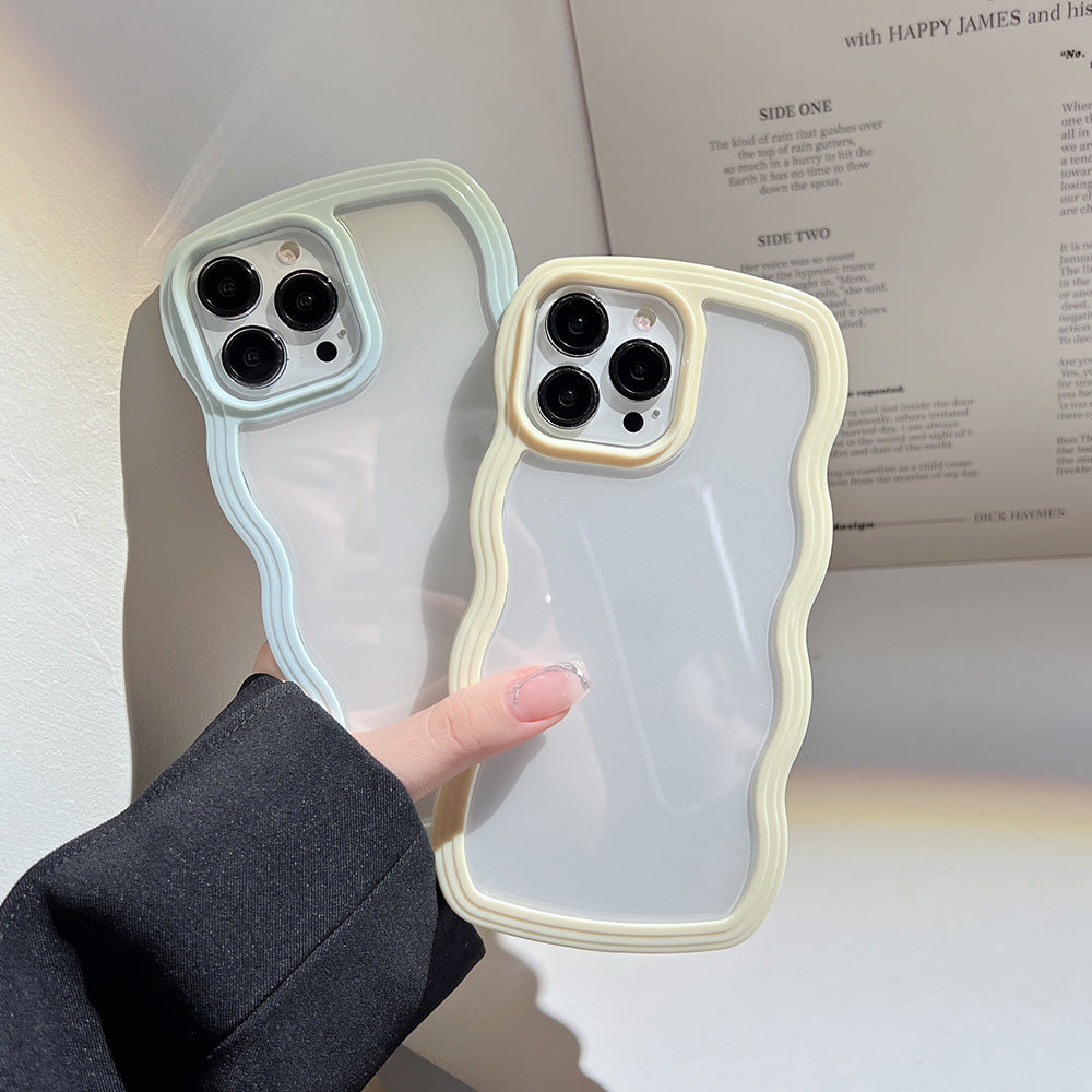 Wave Border Mobile Phone Case Solid Color Simple Candy Color - Small Enterprise