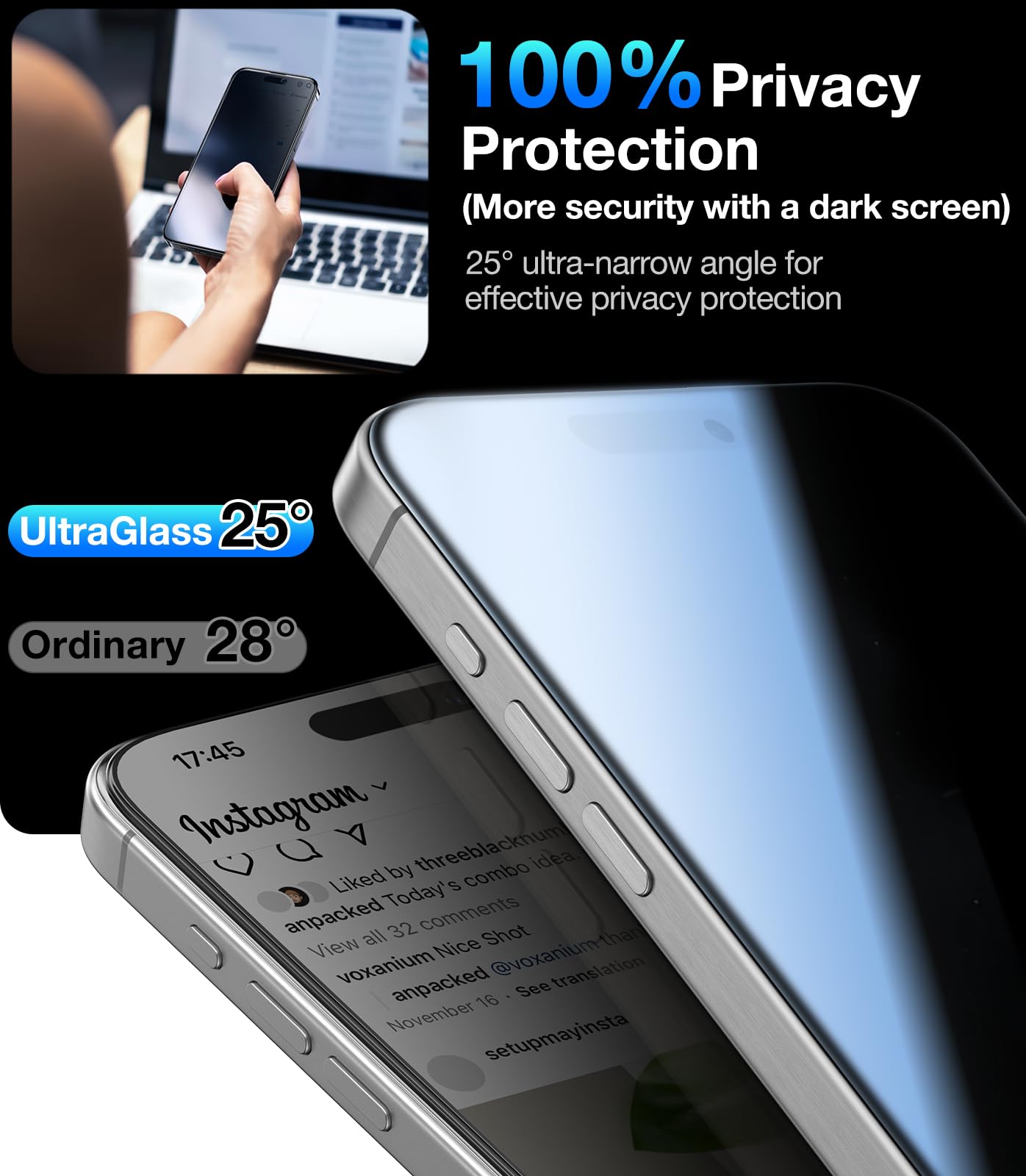UltraGlass 9H+ Privacy Shield for iPhone 16 - Small Enterprise