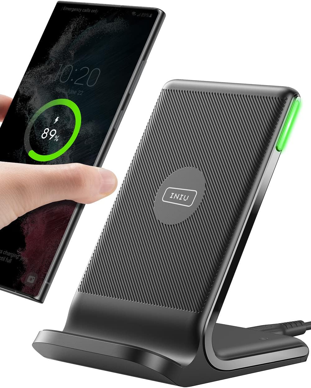 Wireless Charger, 15W Fast Qi Certified Wireless Charging Station with Sleep-Friendly Adaptive Light Compatible with Iphone 16 15 14 13 Pro XS 8 plus Samsung Galaxy S25 S24 S23 Note 20 Google Etc