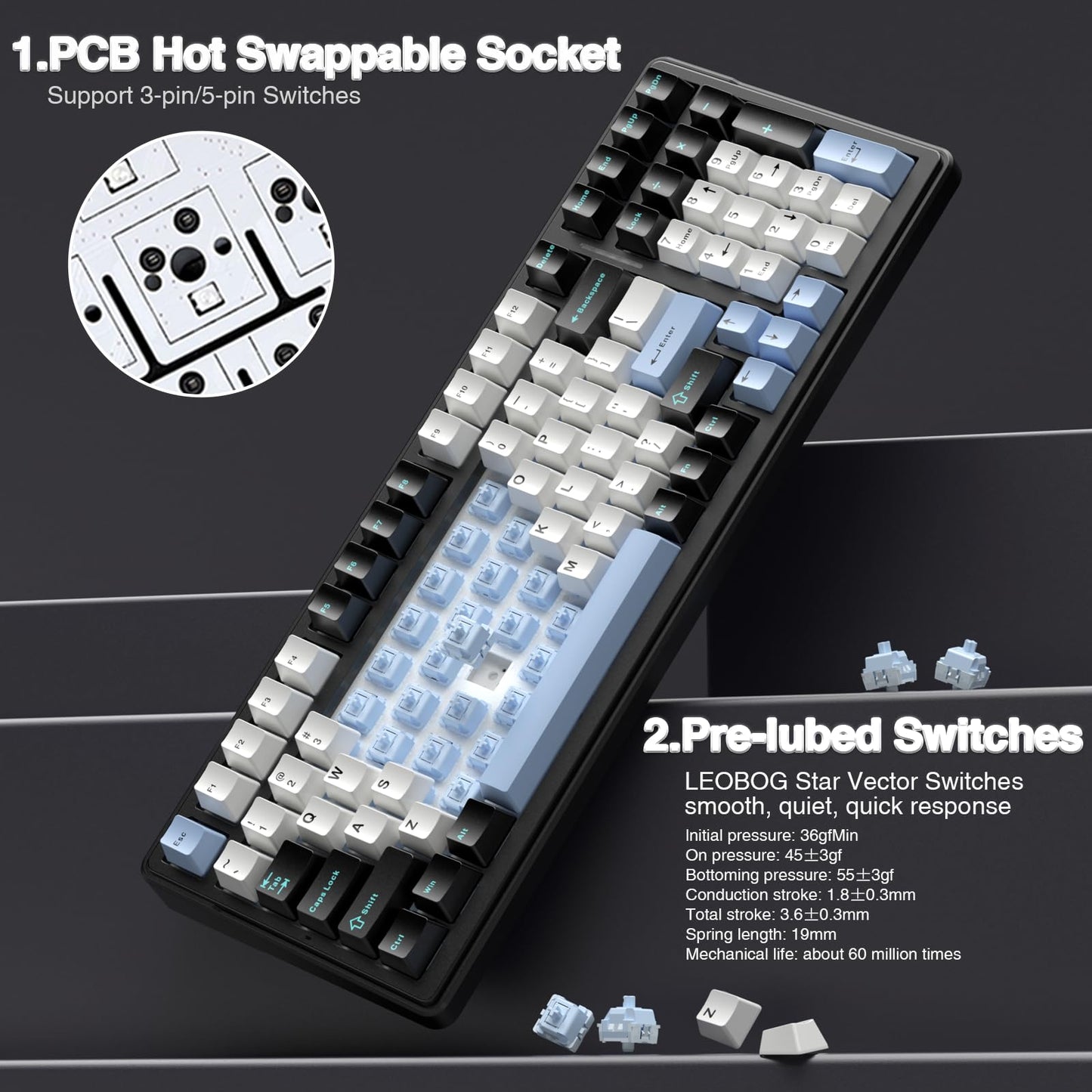 AULA F99 Tri-Mode RGB Wireless Mechanical Keyboard