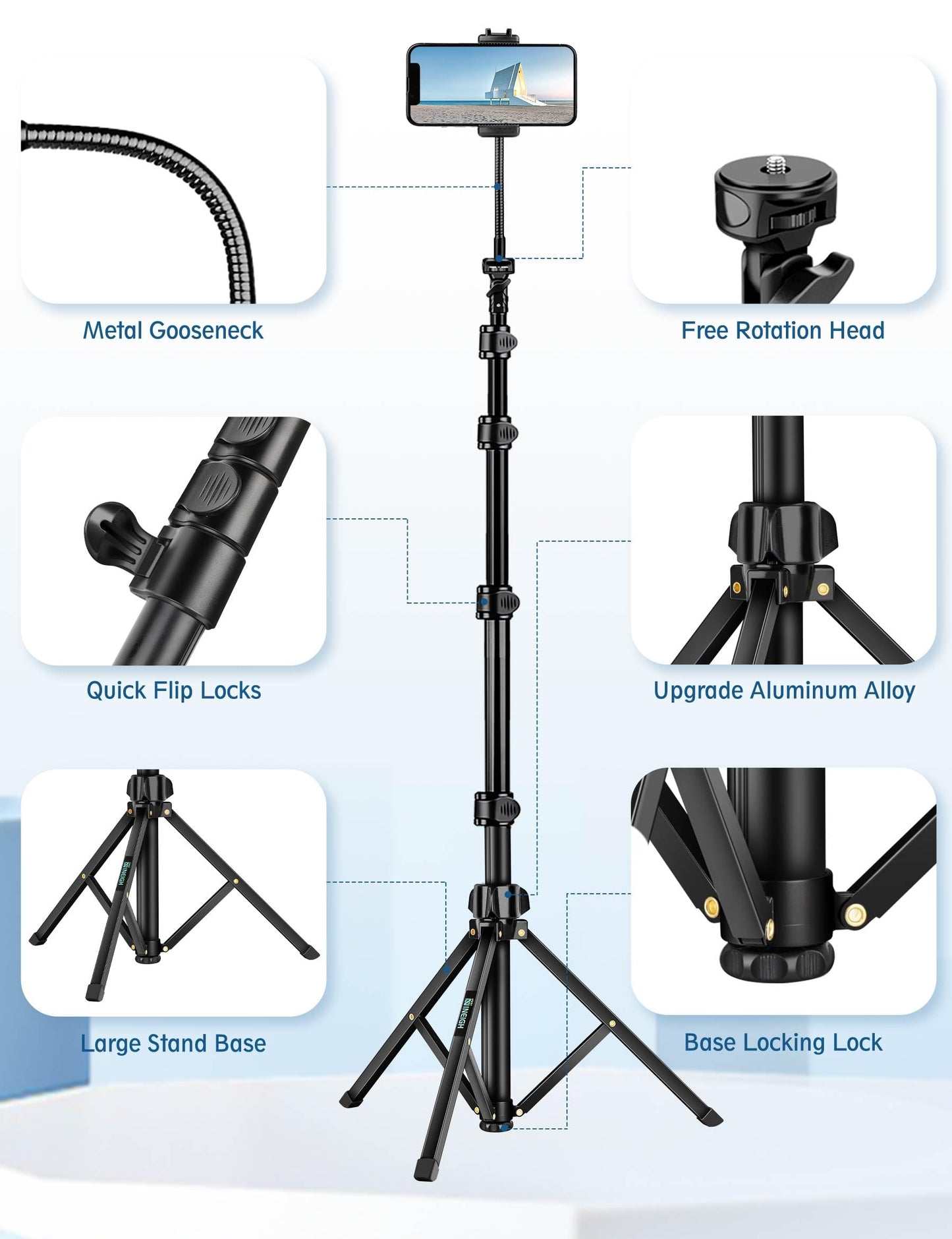 Nineigh 85 Gooseneck Phone Tripod with Remote