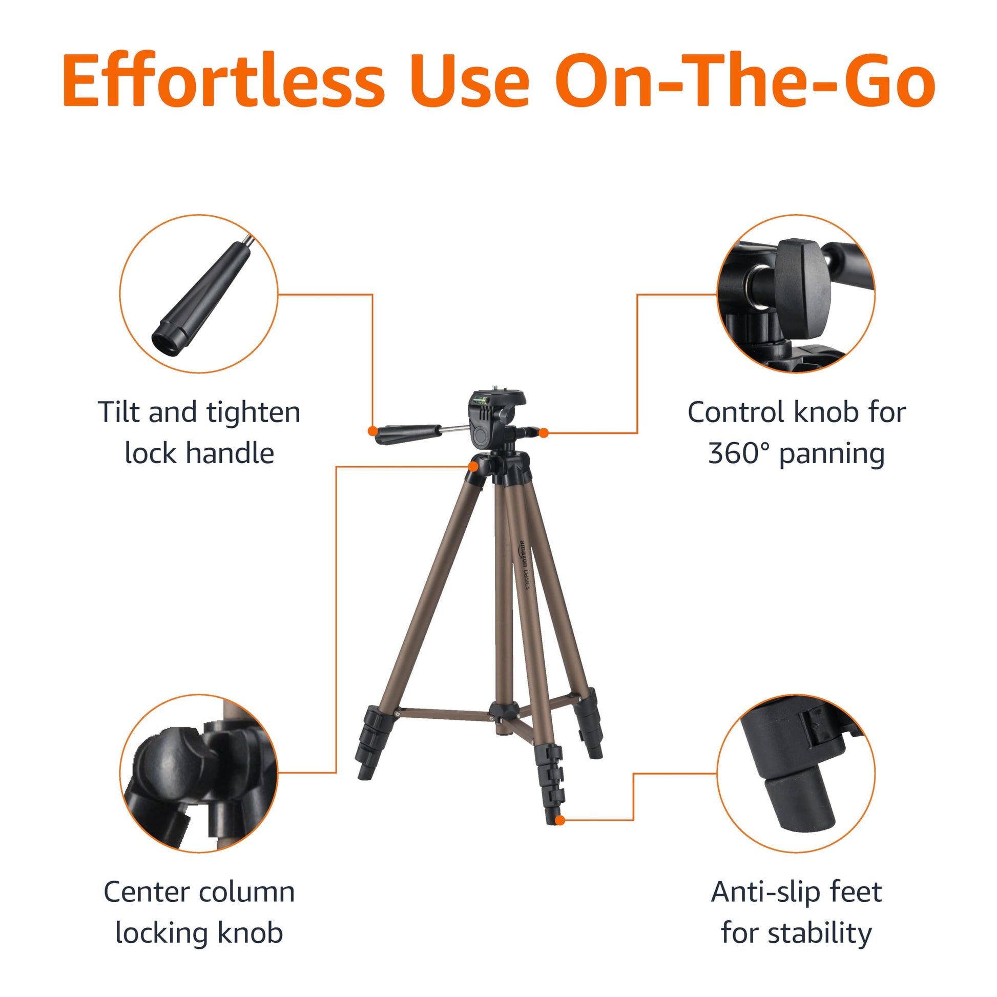 Amazon Basics Travel Tripod - 50 Champagne - Small Enterprise