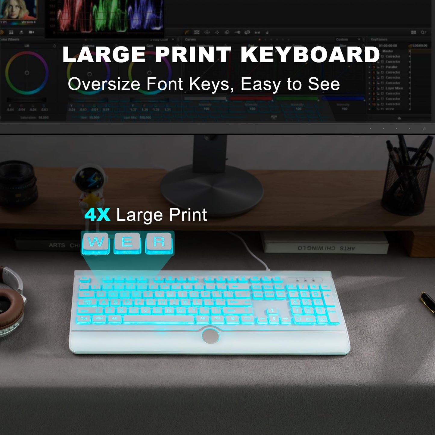 GlowType: Large Print 7-Color Backlit Keyboard