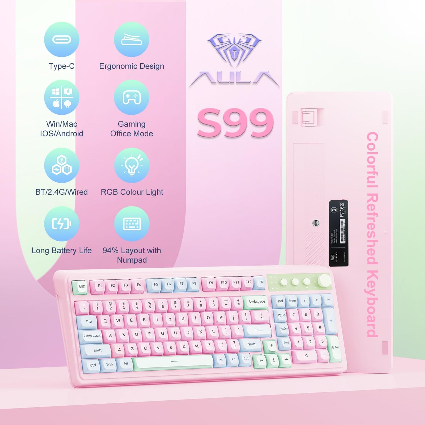 GreenWave S99 RGB Tri-Mode Gaming Keyboard