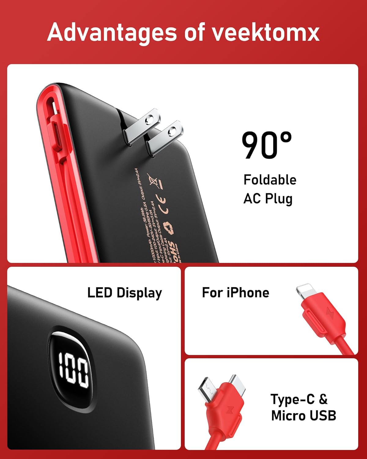 VEEKTOMX SlimCharge 10K: Ultimate Travel Power Bank - Small Enterprise