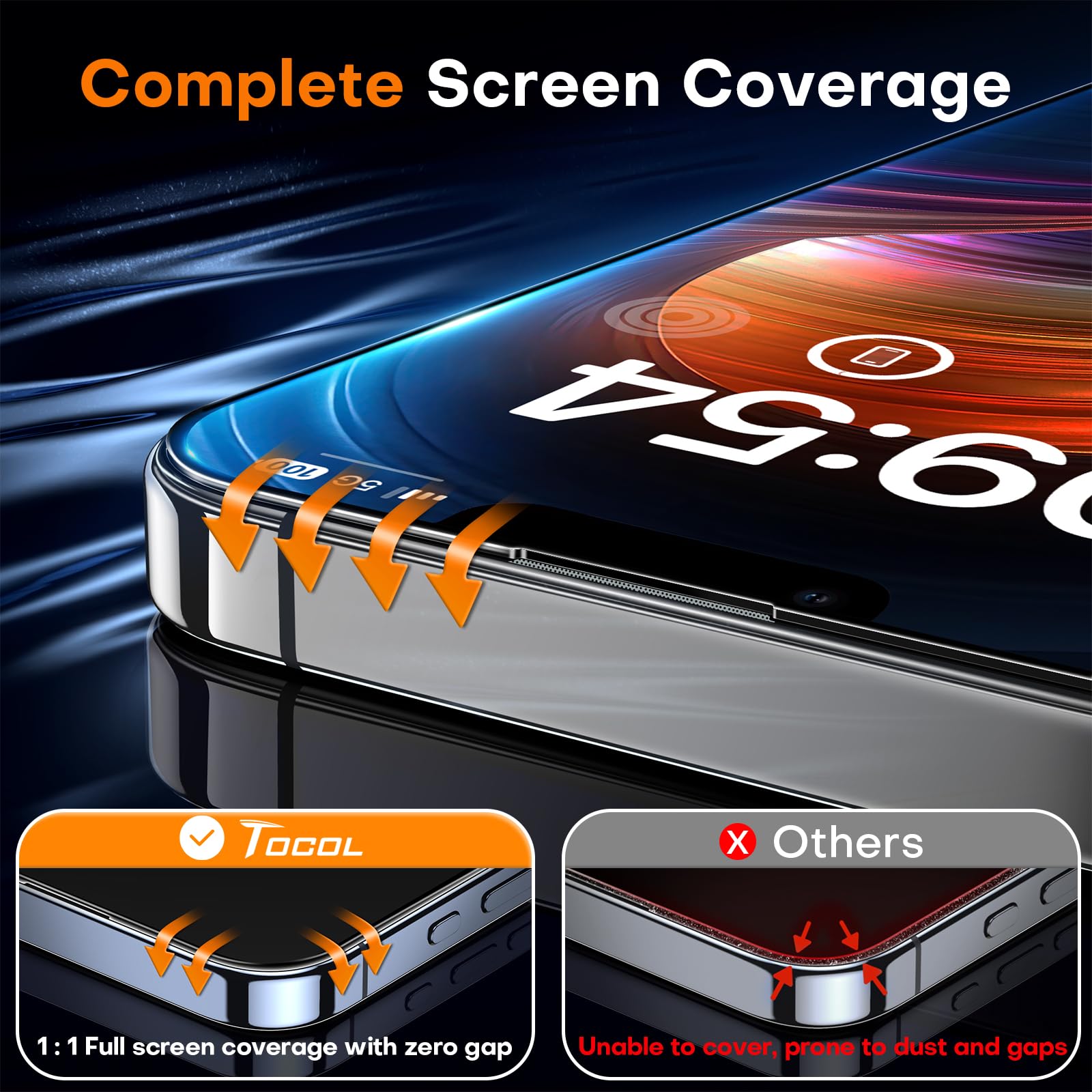 TOCOL Privacy Shield 9H Glass for iPhone 15 - 2 Pack - Small Enterprise