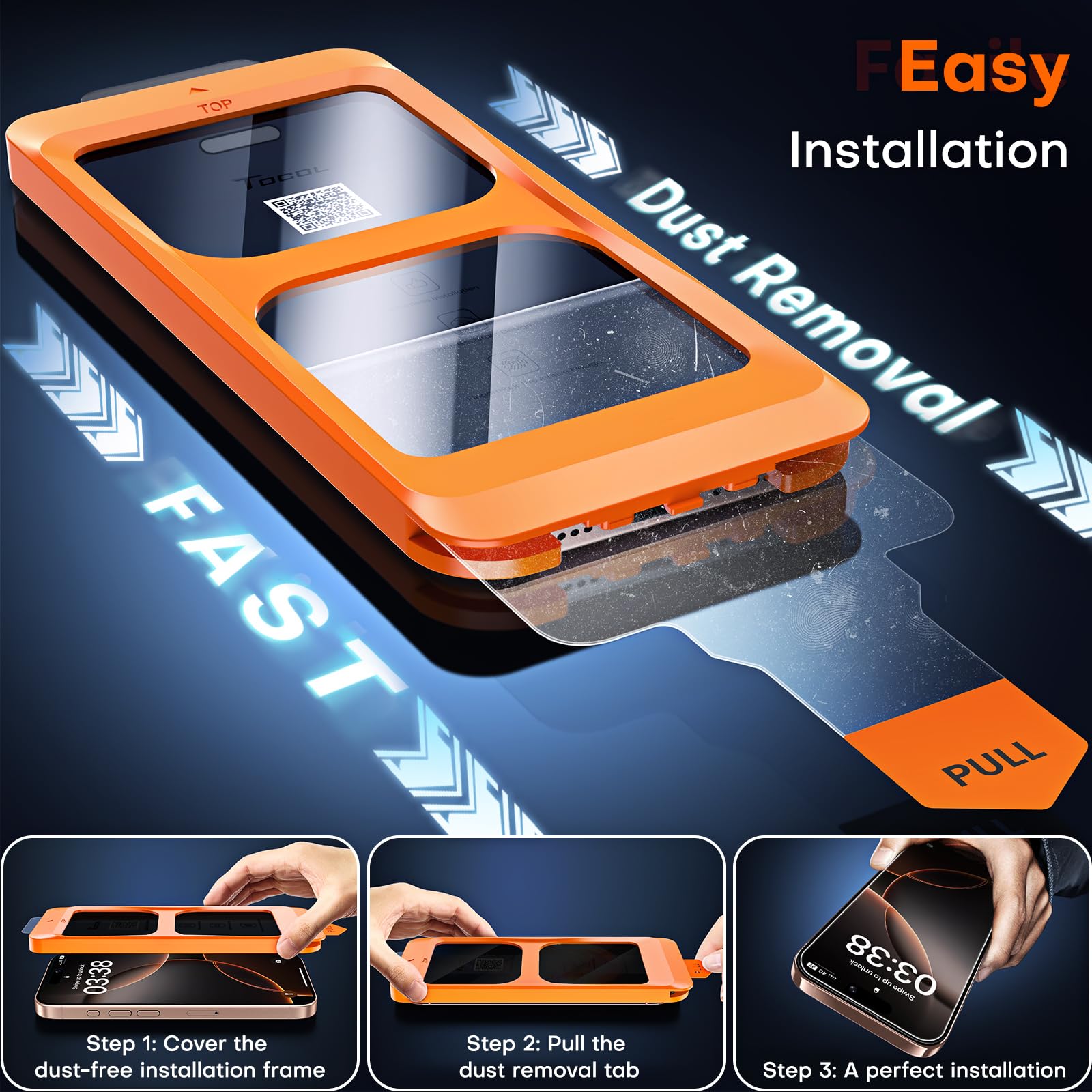 TOCOL Privacy Shield 9H Glass for iPhone 15 - 2 Pack - Small Enterprise