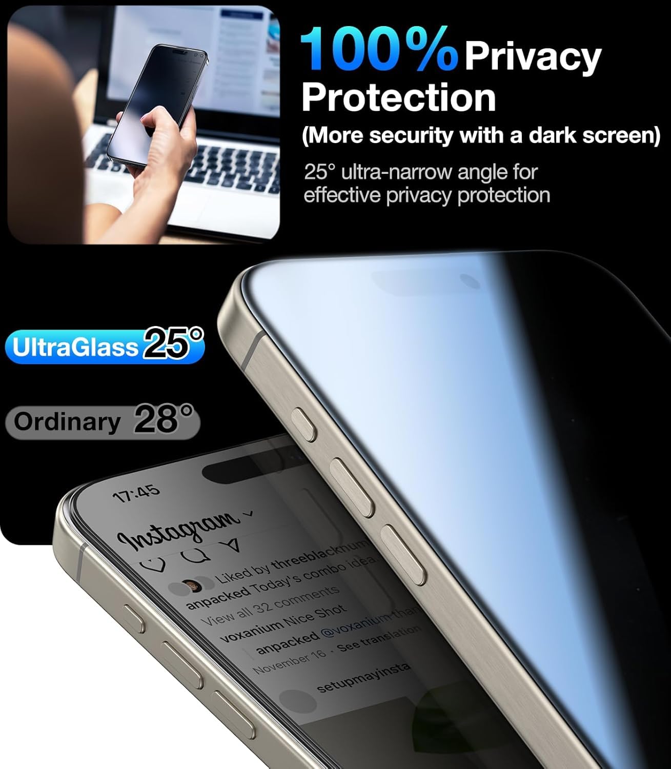 UltraGlass 9H+ Privacy Shield for iPhone 16 - Small Enterprise