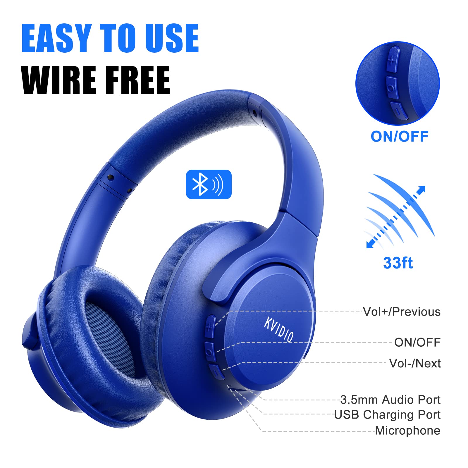 KVIDIO ProBass 65H Wireless Headphones - Travel Ready! - Small Enterprise